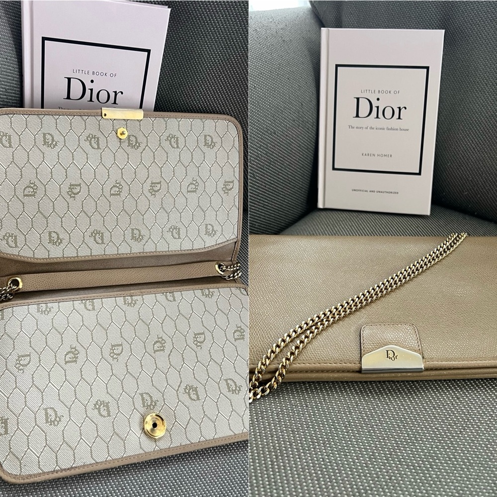 Authentic Dior Vintage Leather and Honeycomb Shoulder Bag